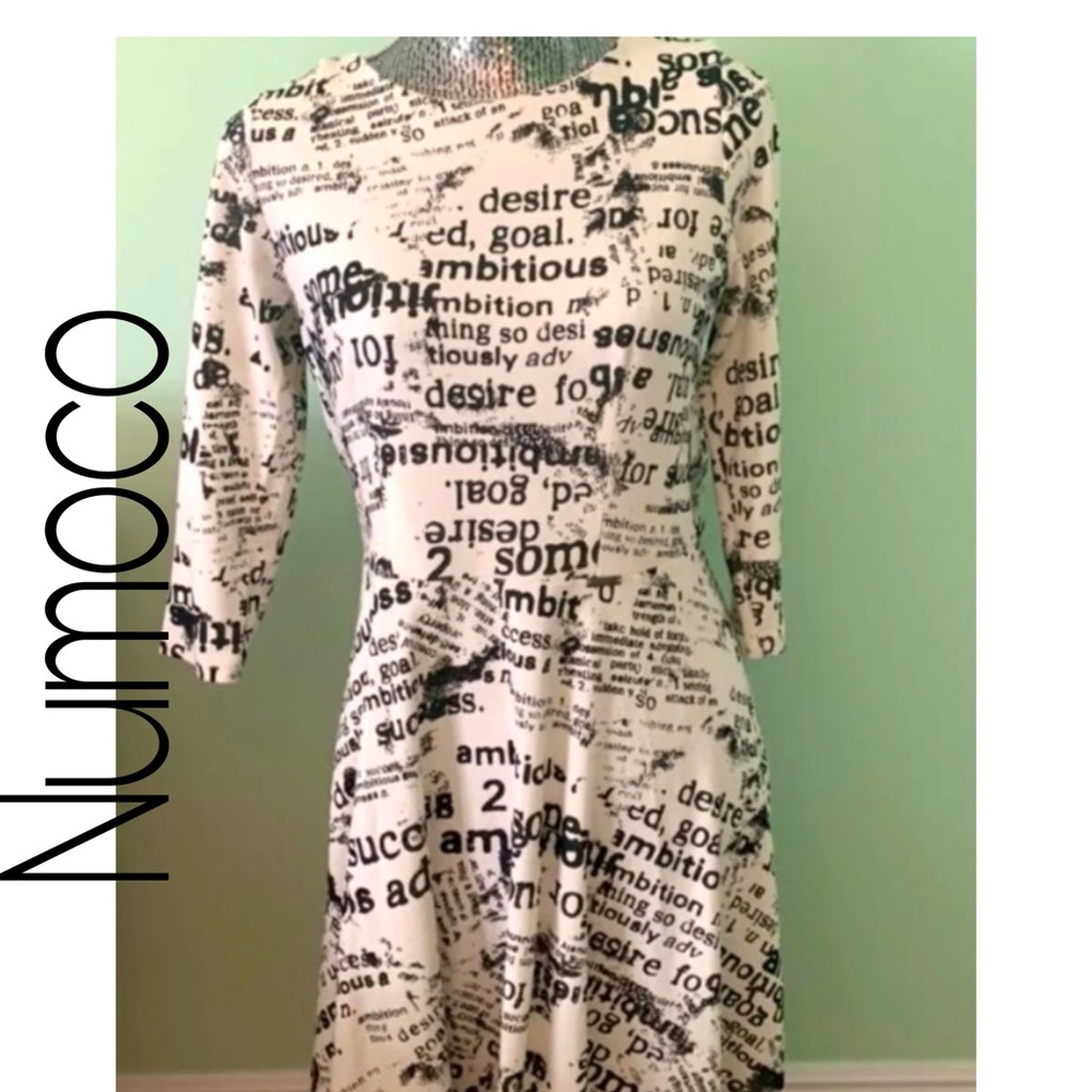 NWOT! white Newspaper print Dress